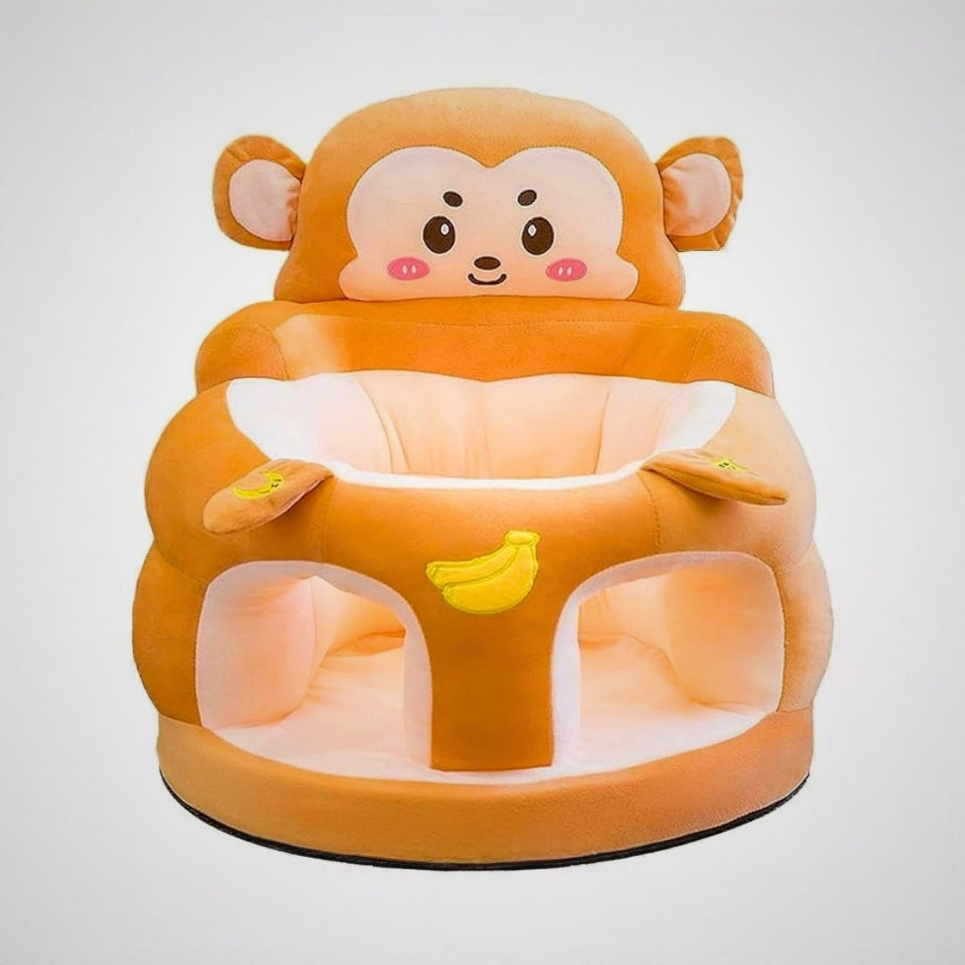 Soft Infant Sit-Up Sofa Chair – Spinal Support & Anti-Fall High-Back Design | Cute Monkey Seat