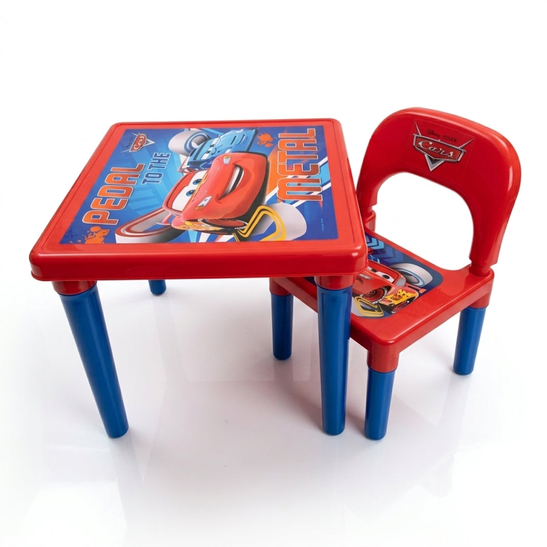 Kids Cartoon Design Plastic Study Table and Chair Set - Colorful Learning Furniture for Children