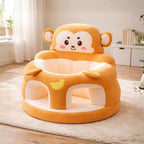 Soft Infant Sit-Up Sofa Chair – Spinal Support & Anti-Fall High-Back Design | Cute Monkey Seat