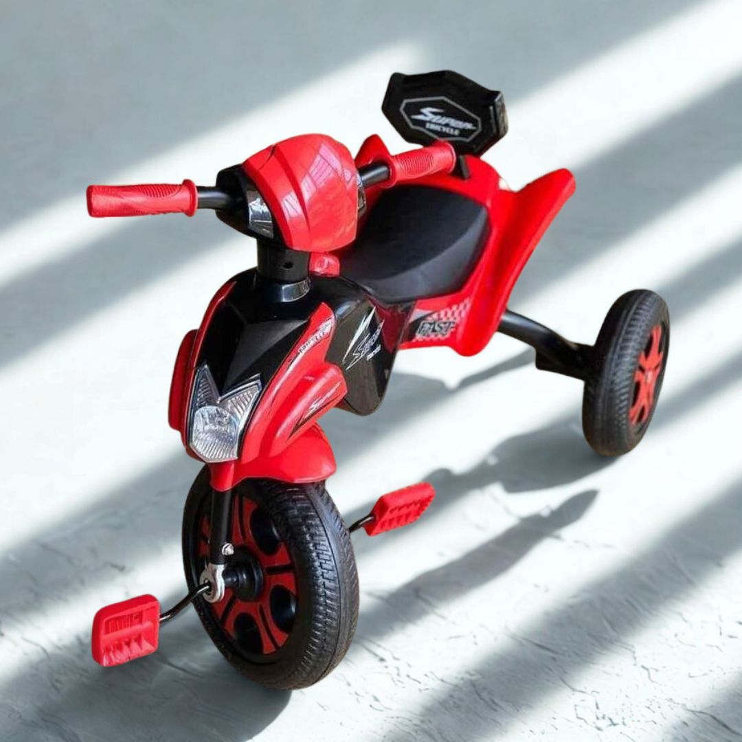 3-Wheel Kids Tricycle – Steel Frame, Rubber Wheels, & Lights/Sound Fun!