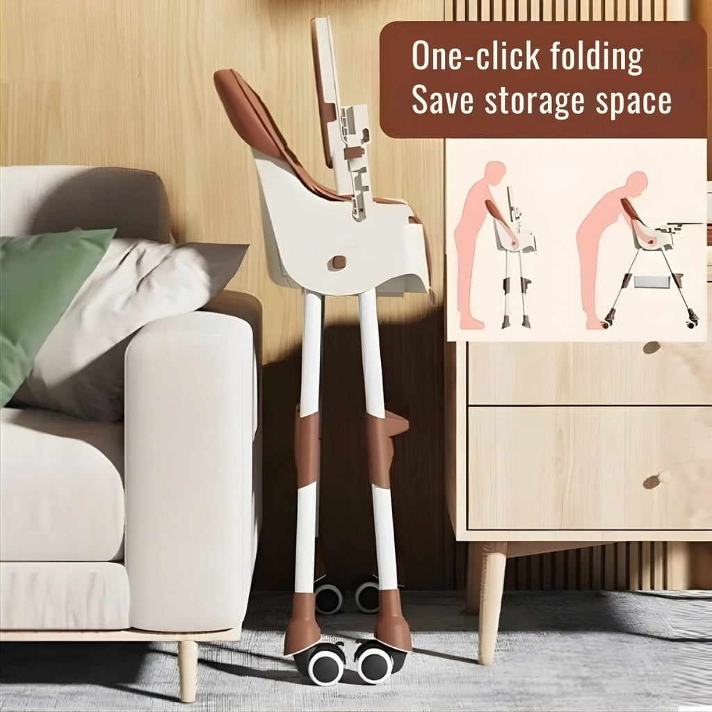 Convertible Foldable Baby High Chair with Wheels and Adjustable Tray - Model HC401