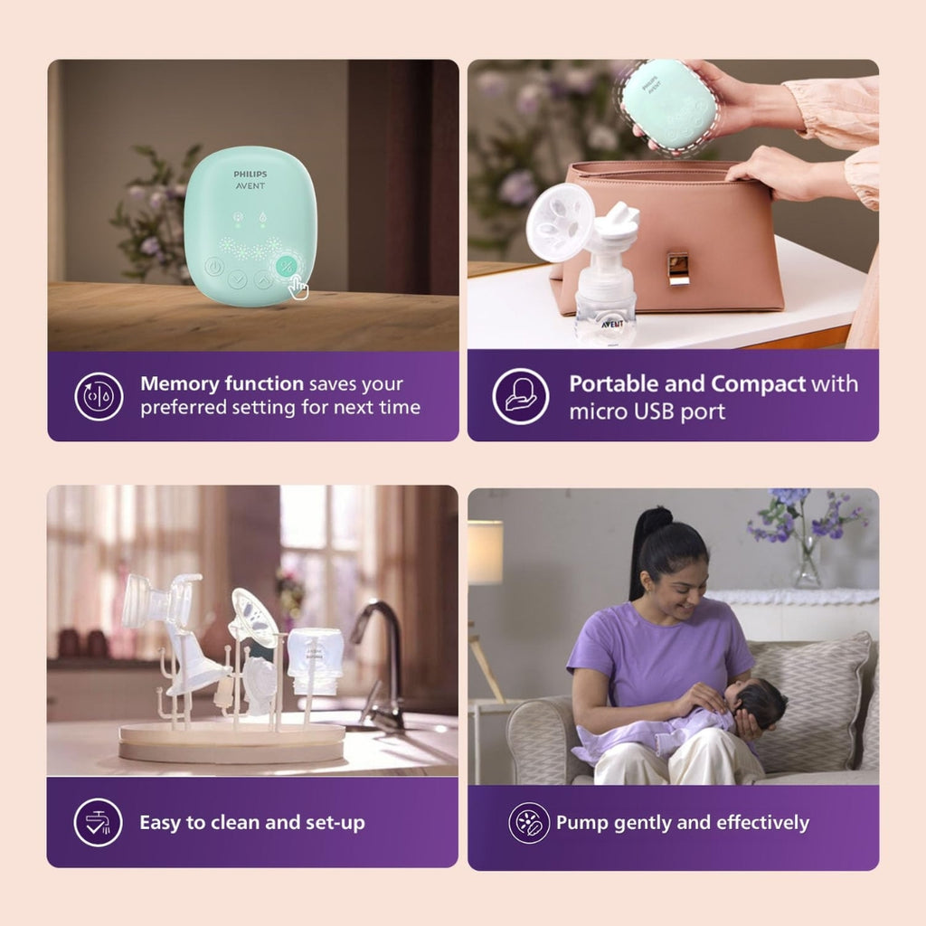 Philips Avent Essential Single Electric Breast Pump (SCF323) – 8 Modes, USB Rechargeable
