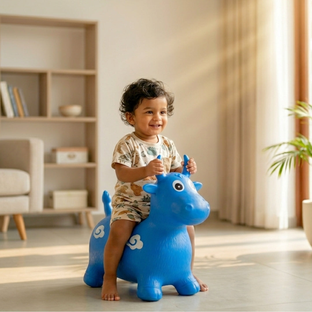 Inflatable Soft Rubber Bouncing Animal Jumping Ride-On Toy with Music - Model RH01