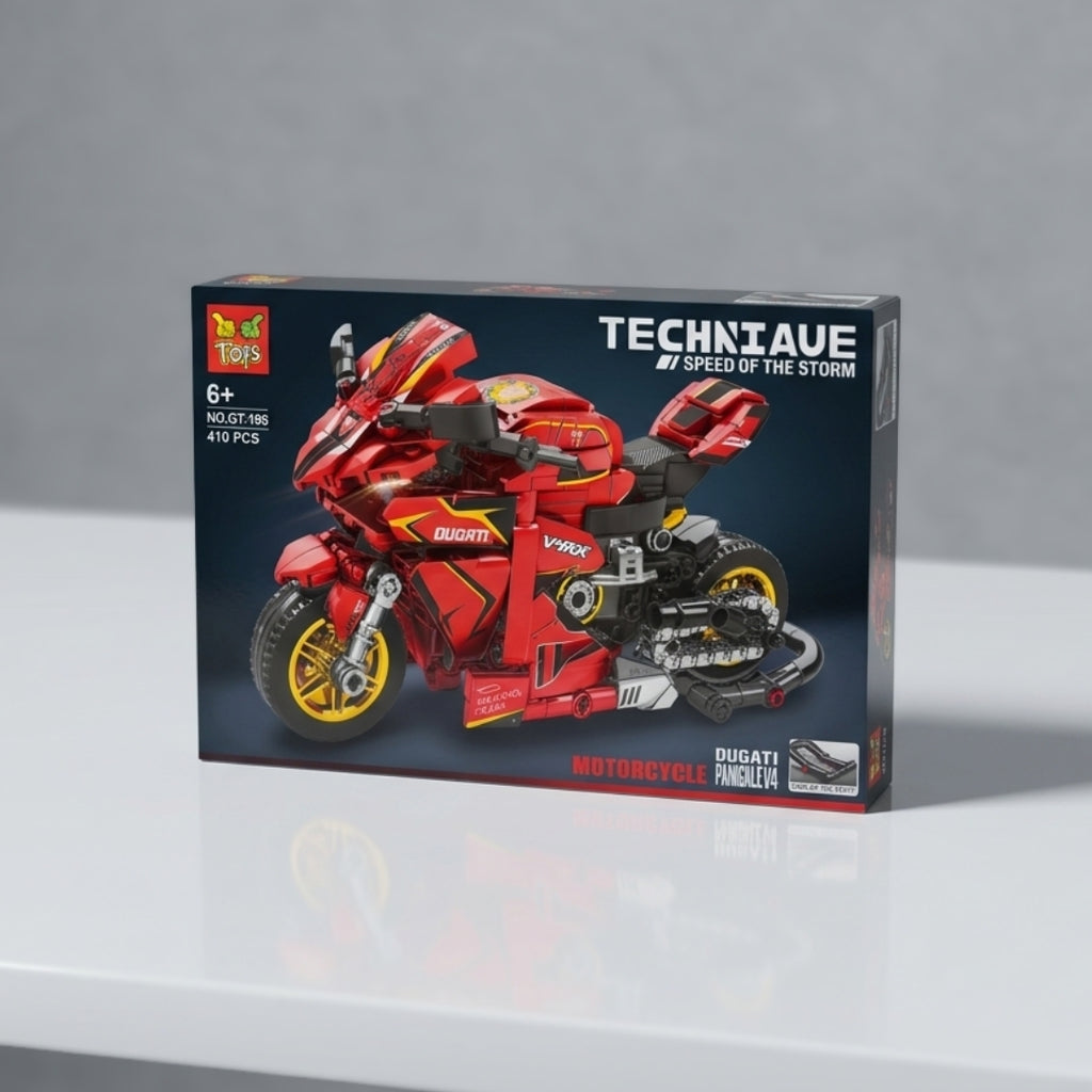 Racing Motorcycle Building Block Set - 410 Piece Construction Toy Model GT196
