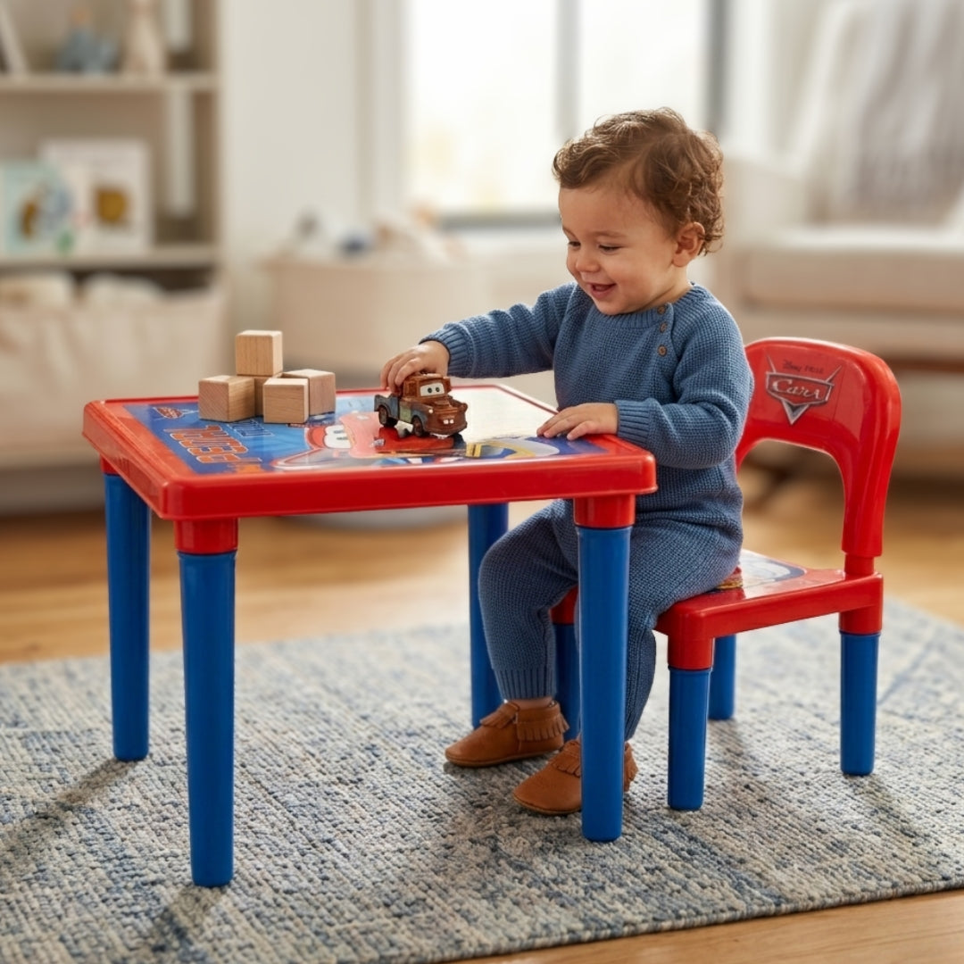 Kids Cartoon Design Plastic Study Table and Chair Set - Colorful Learning Furniture for Children