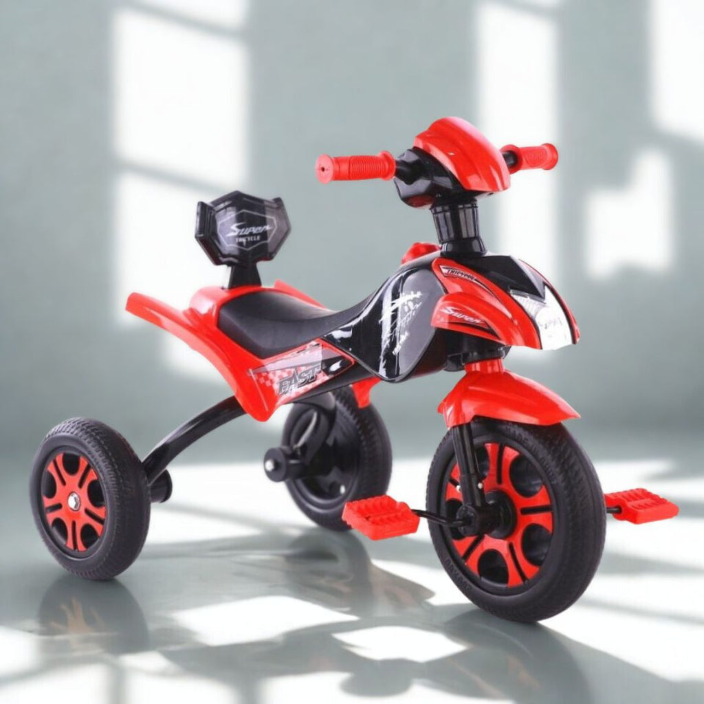 3-Wheel Kids Tricycle – Steel Frame, Rubber Wheels, & Lights/Sound Fun!