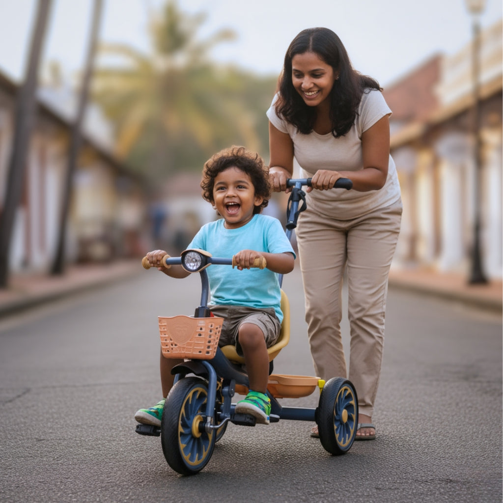 Kids Trike With Parent Push Handle - Model Arrow 208 - Grey