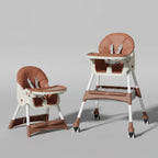 Convertible Foldable Baby High Chair with Wheels and Adjustable Tray - Model HC401