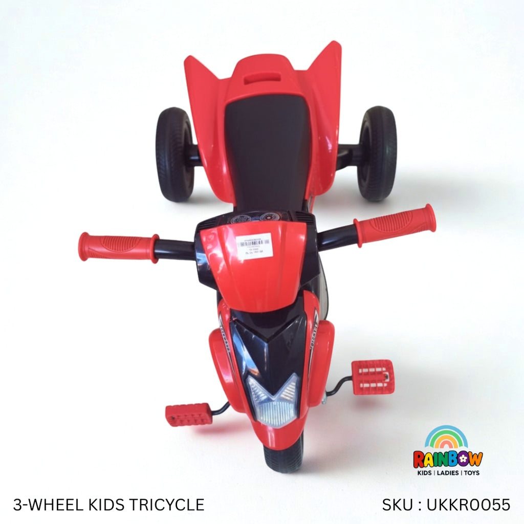 3-Wheel Kids Tricycle – Steel Frame, Rubber Wheels, & Lights/Sound Fun!