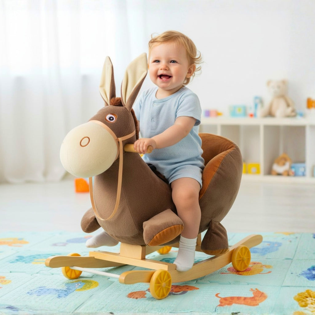Stuffed Baby Horse with Rocking & Ride-On Functions
