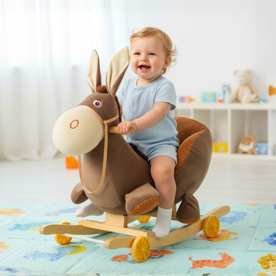 Stuffed Baby Horse with Rocking & Ride-On Functions