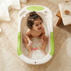 Premium Baby Bath Tub – Safe, Non-Toxic Design with Soap Tray | Cute Bunny Print - Model 1615