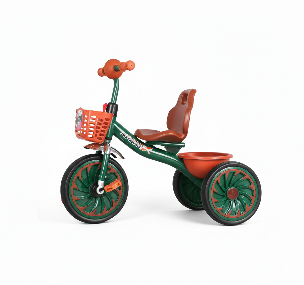 Kids Foldable Tricycle with Pedals - 3-Wheel Ride-On for Ages 2-6 Years (Dark Green) Model TR12544