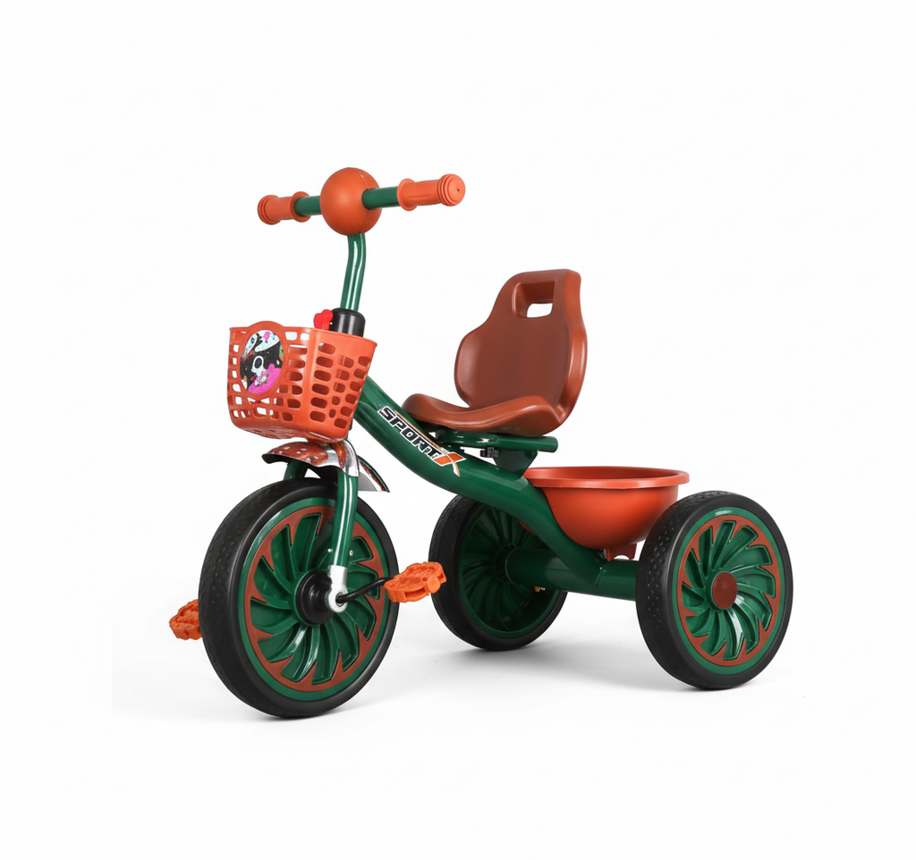 Kids Foldable Tricycle with Pedals - 3-Wheel Ride-On for Ages 2-6 Years (Dark Green) Model TR12544