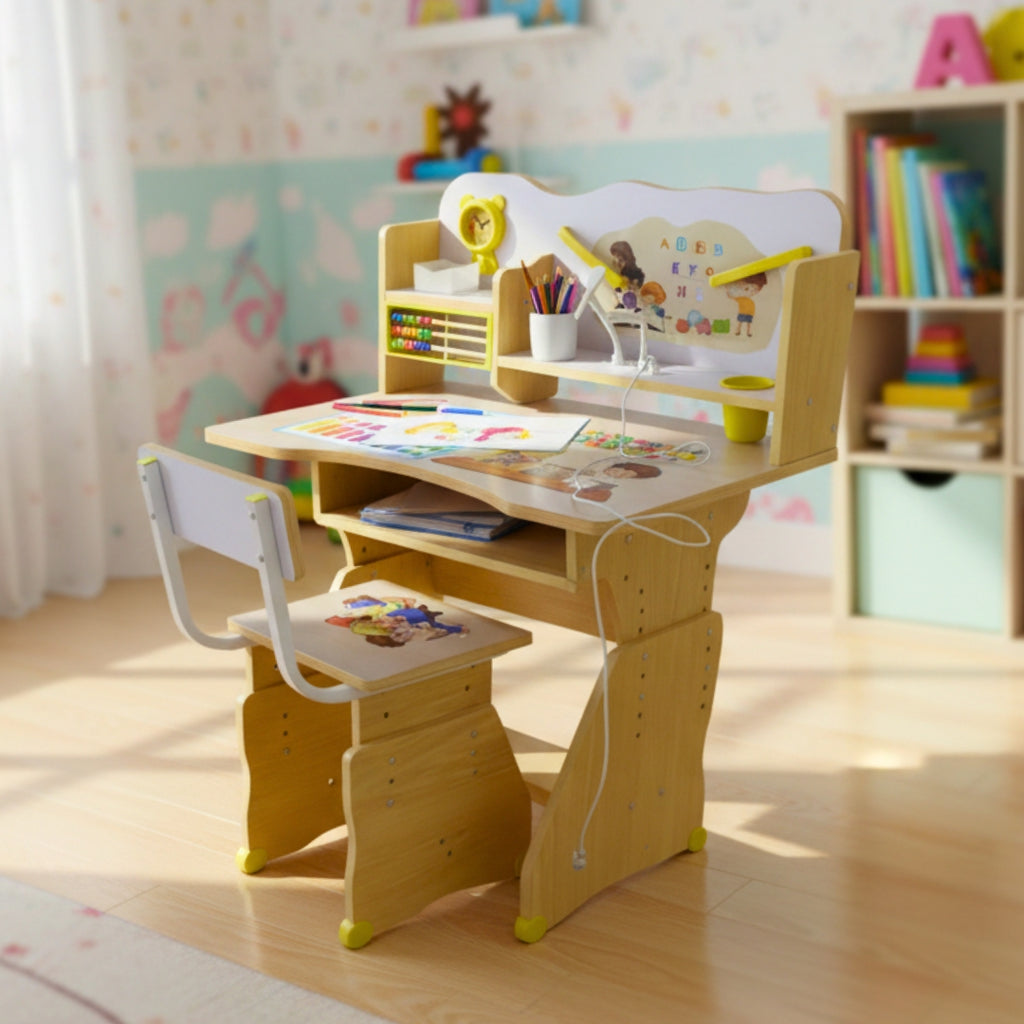 Height-Adjustable Childrens Desk & Chair Set