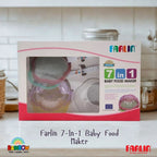 Farlin 7-in-1 Baby Food Maker packaging on a kitchen counter
