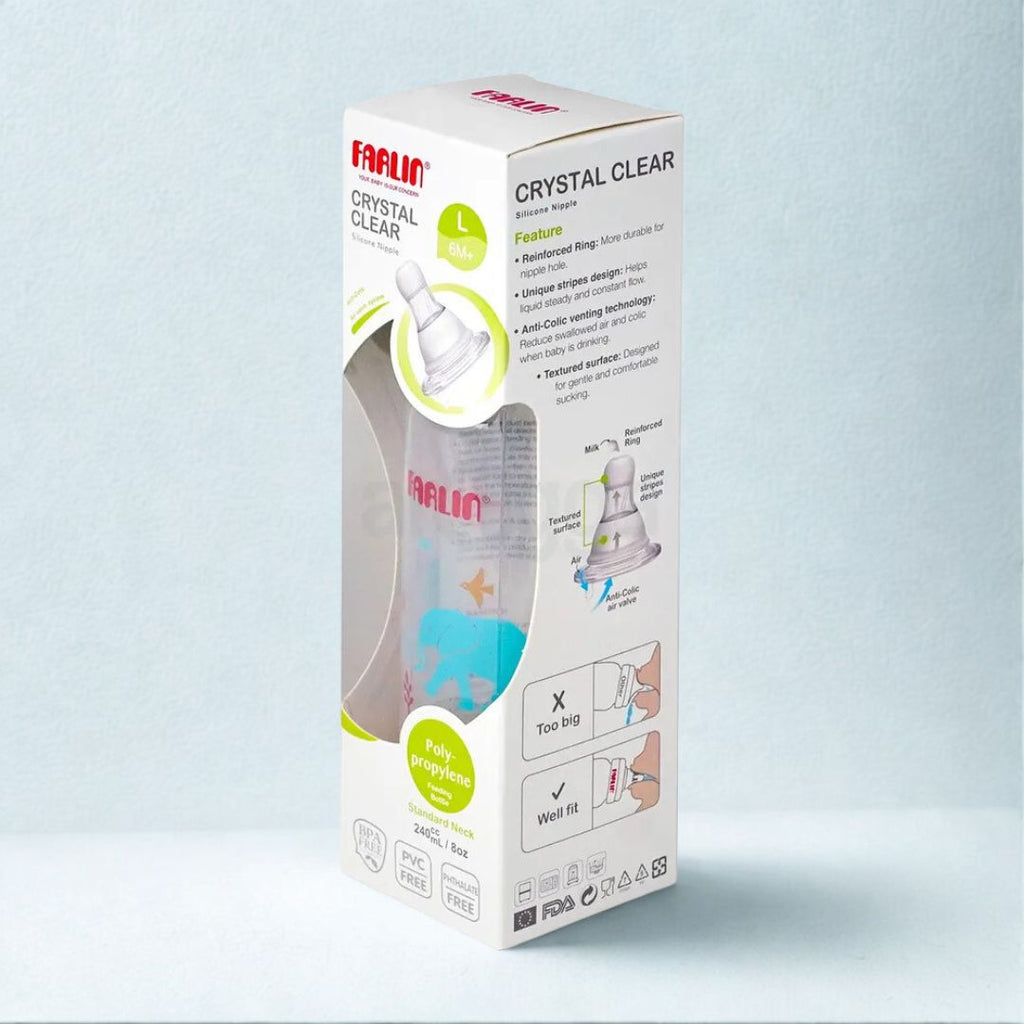 Façália crystal clear bottle packaging on a light blue background