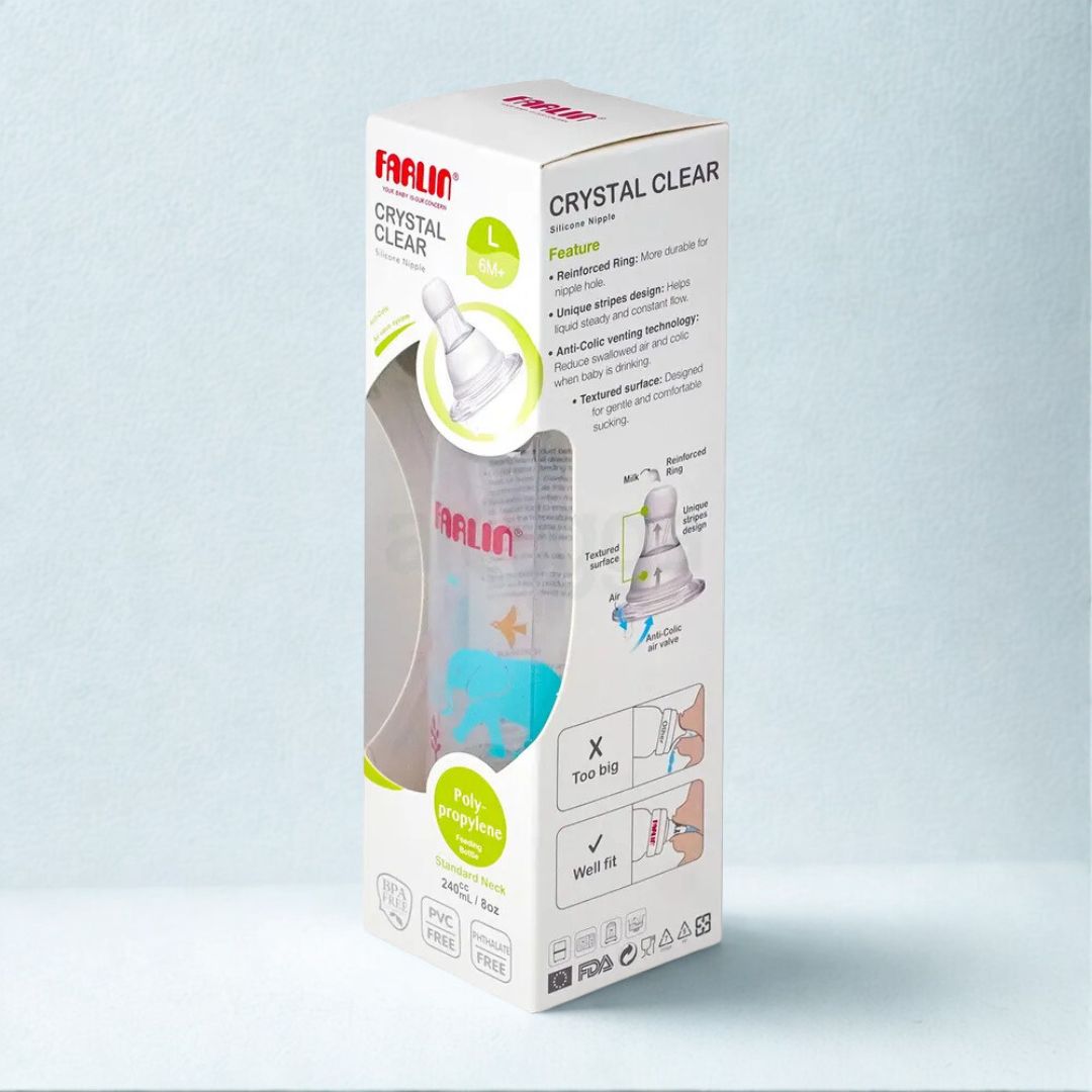 Façália crystal clear bottle packaging on a light blue background