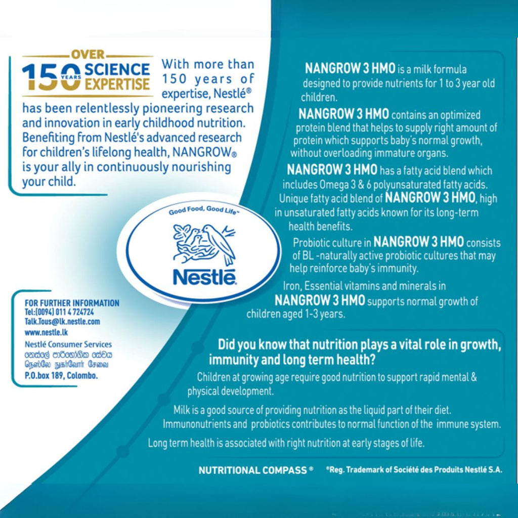 Nestle NANGROW 3 HMO Milk Formula for 1 to 3 years Children - 400g Tin