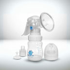 Breast pump with accessories on a white background
