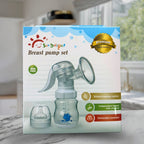 Sun Delight breast pump set packaging on a marble surface with a blurred kitchen background