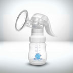 Breast pump with a blue hippo design on a white background