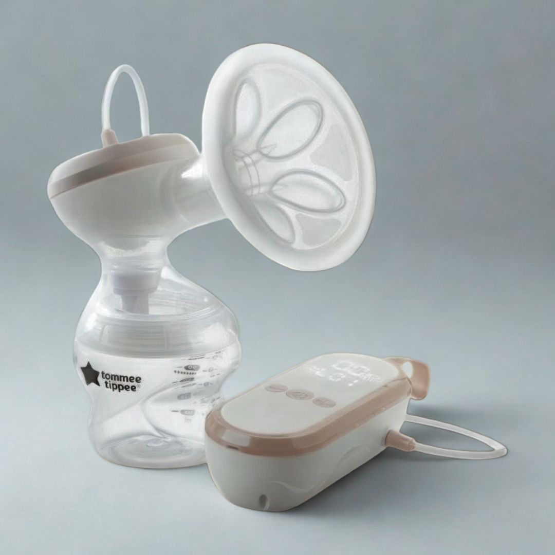 Tommee Tippee breast pump on a gray background